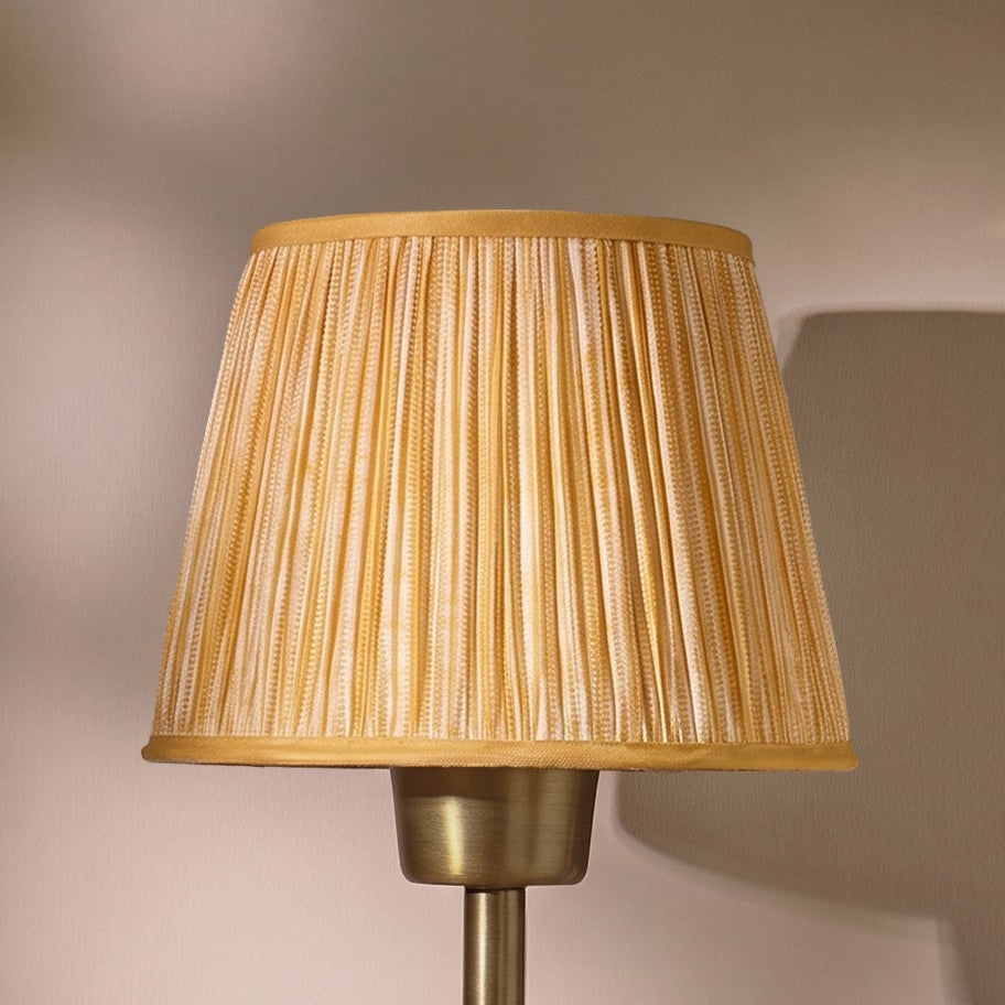 Nimana 16cm Gathered Lamp Shade - Amber Yellow Stripe