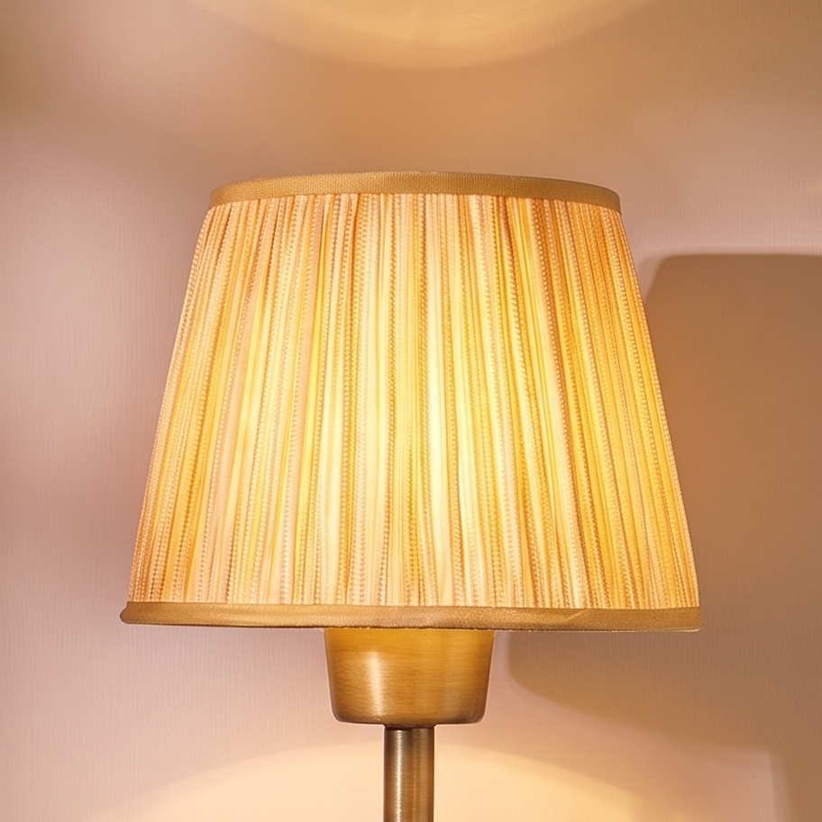 Nimana 16cm Gathered Lamp Shade - Amber Yellow Stripe