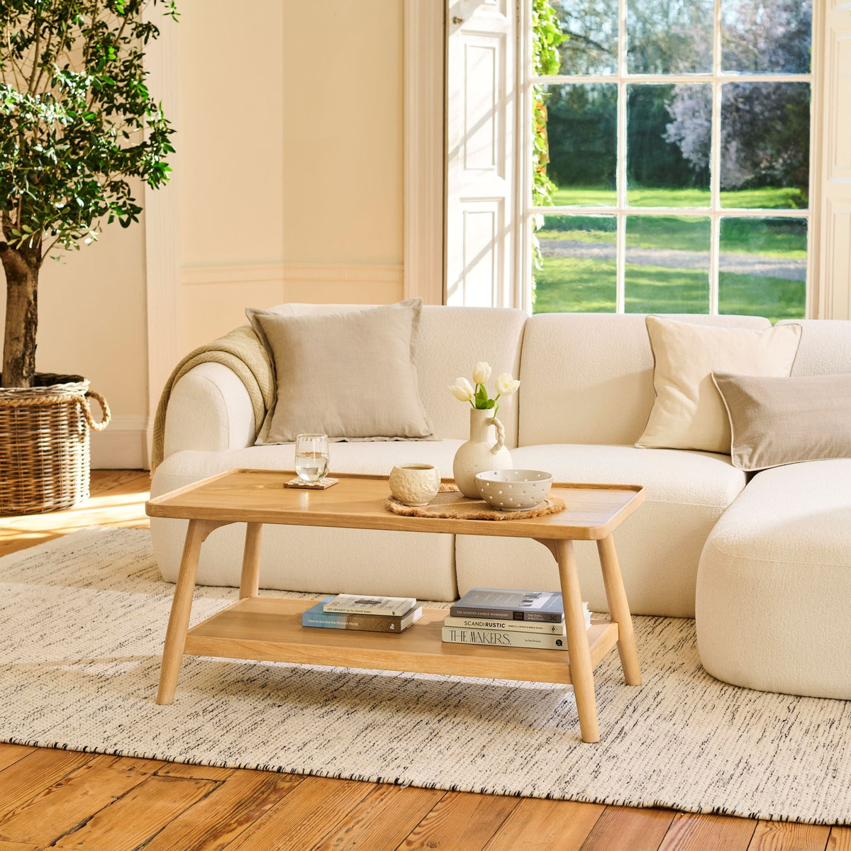 Tilly 100cm Rectangular Coffee Table - Whitewash Oak