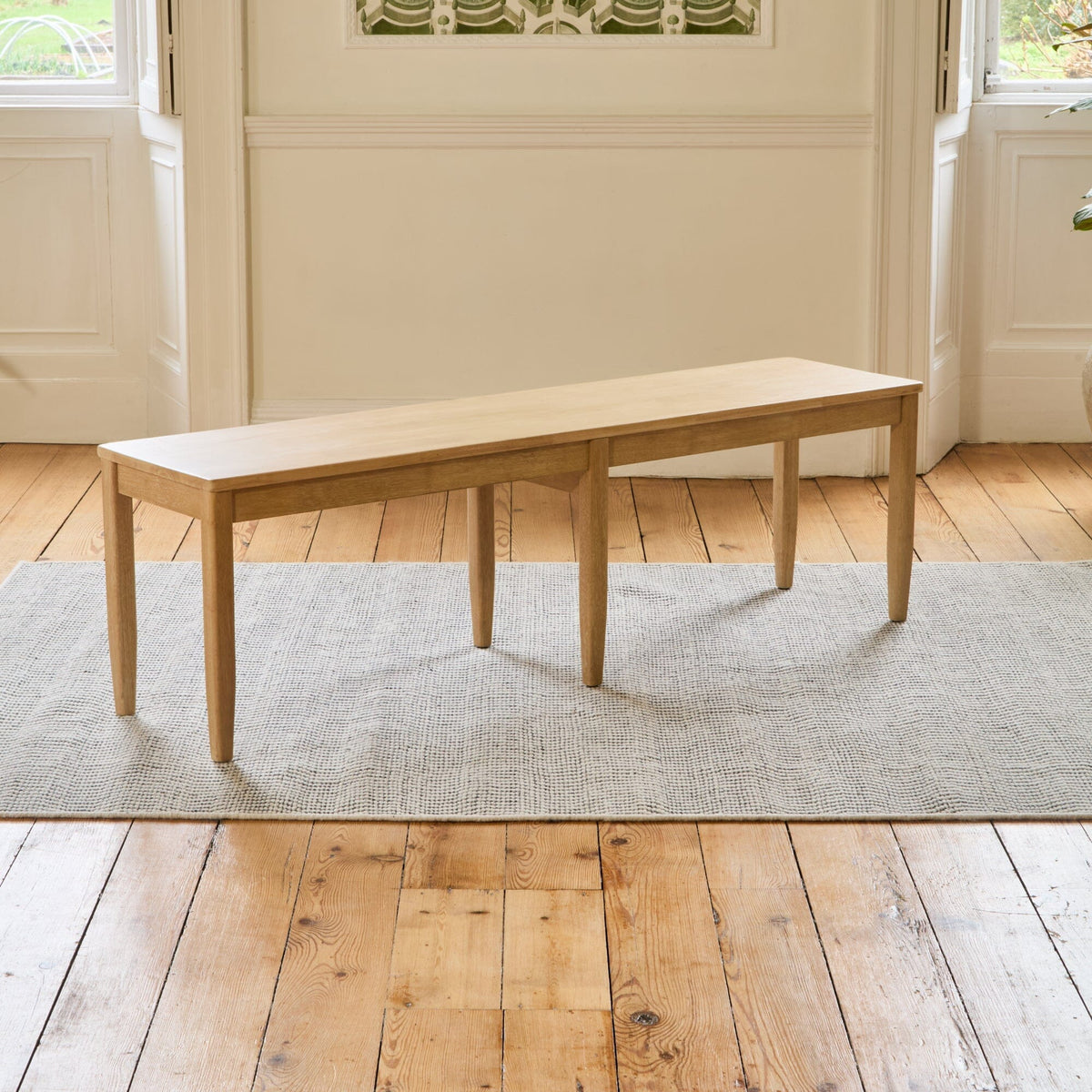Paul 118-158cm Extending Dining Table & Tilly 150cm Wooden Bench with 2 Tilly 150cm Whitewash Oak Benches