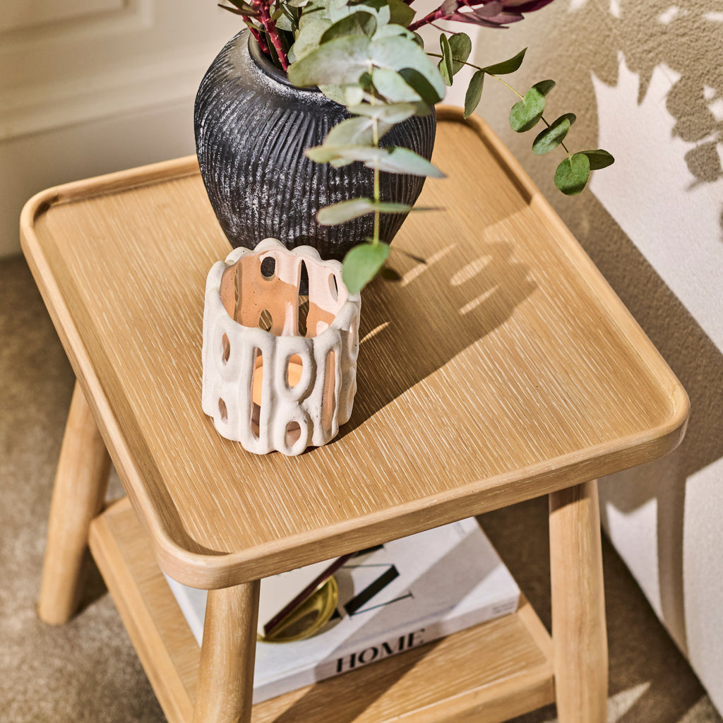 Outlet - Tilly 40cm Square Side Table - Whitewash Oak