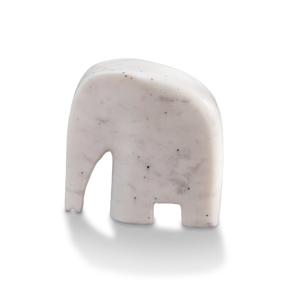 Tiree Elephant Bookends - White Marble