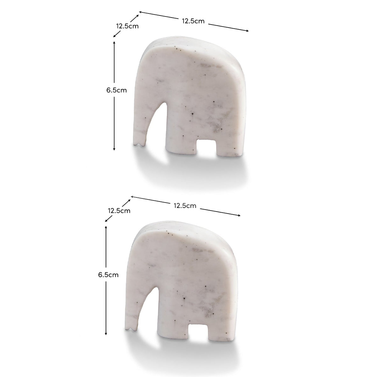 Tiree Elephant Bookends - White Marble