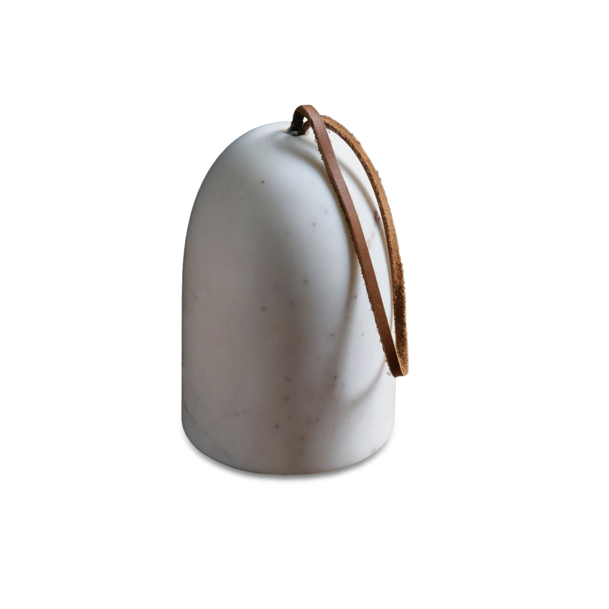 Tiree 15cm Door Stop with Leather Handle - White Marble