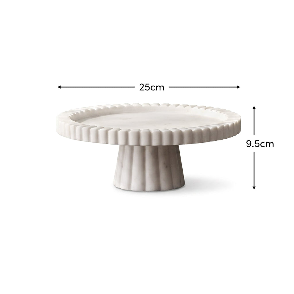 Tiree 25cm Round Cake Stand - White Marble