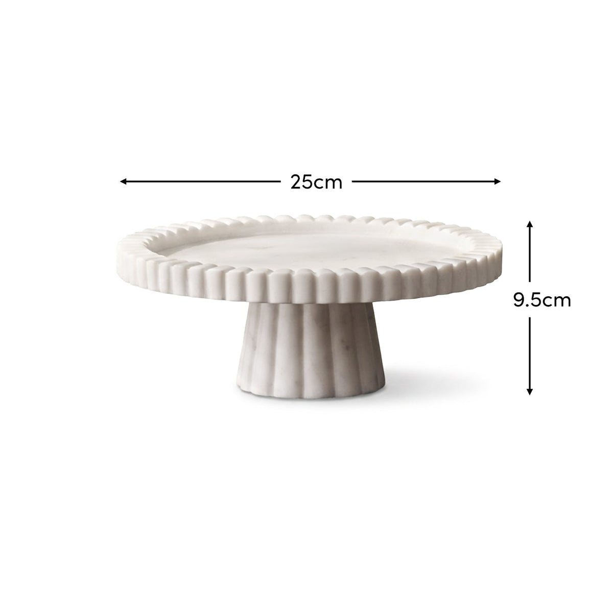 Tiree 25cm Round Cake Stand - White Marble