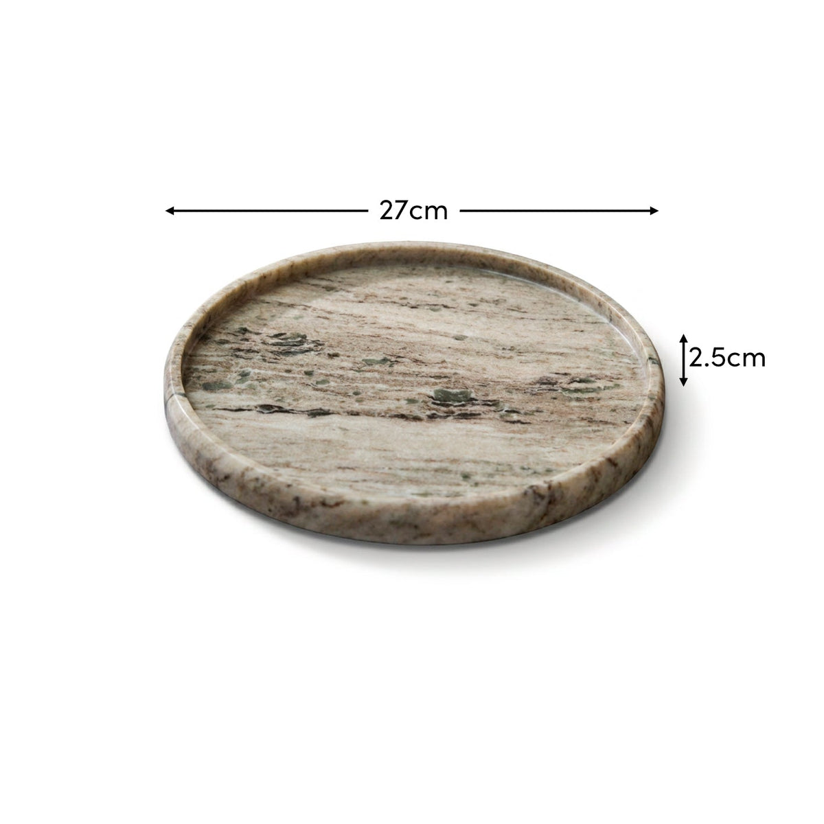 Tiree 26cm Round Tray - Beige Marble