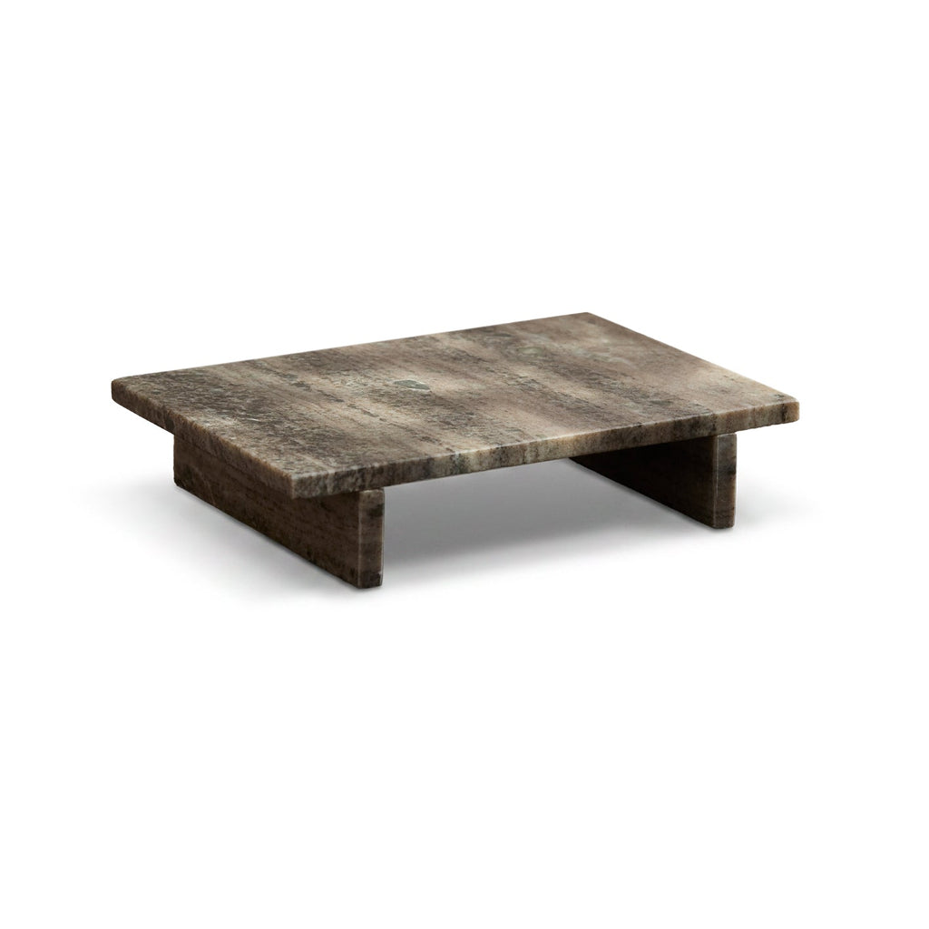 Tiree 30cm Rectangular Footed Tray - Beige Marble