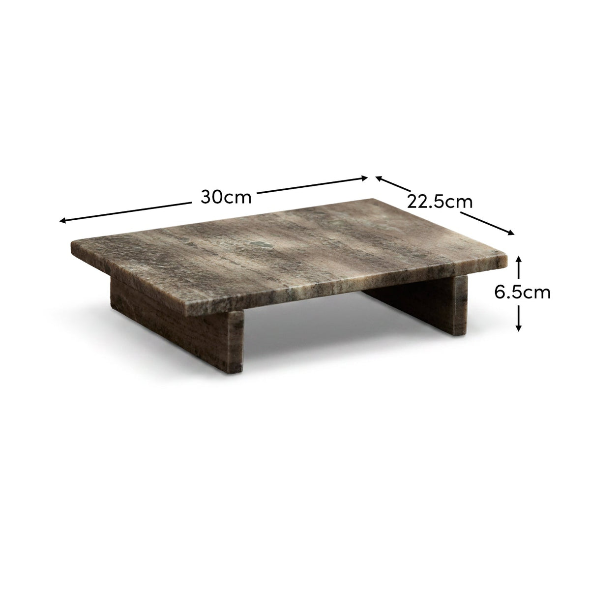 Tiree 30cm Rectangular Footed Tray - Beige Marble