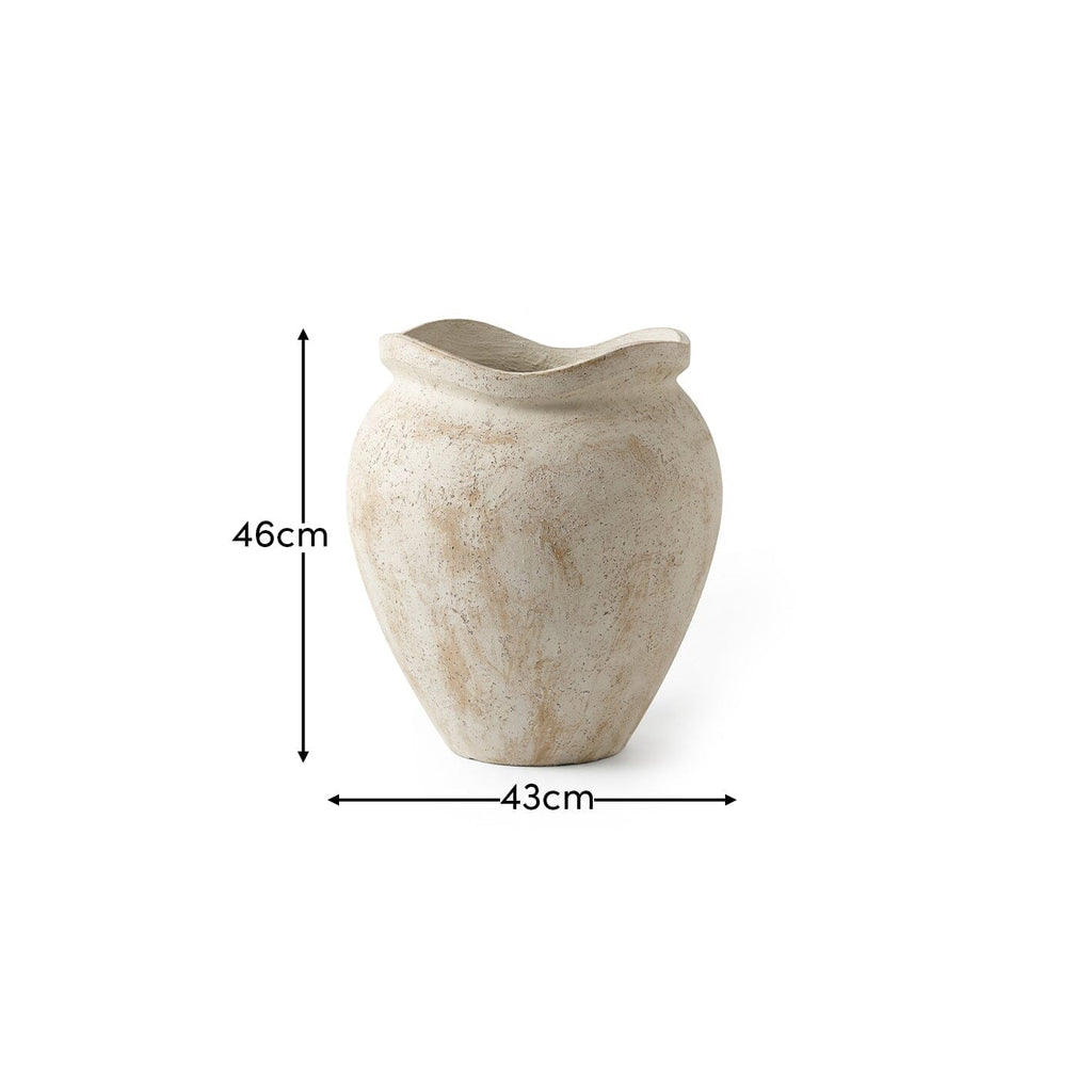 Tomar Fiber Cement 46cm Garden Planter - Rustic White
