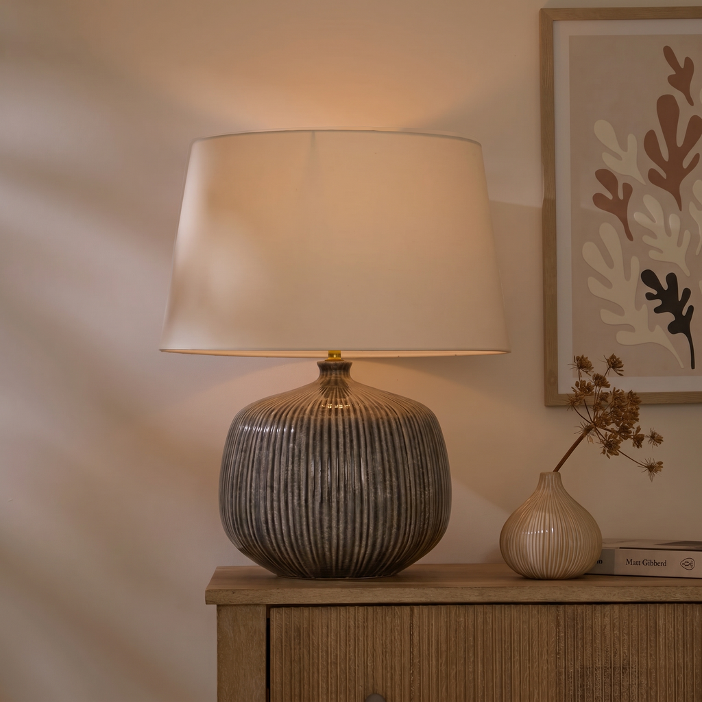 Tongham 31cm Ceramic Lamp Base - Dark Grey