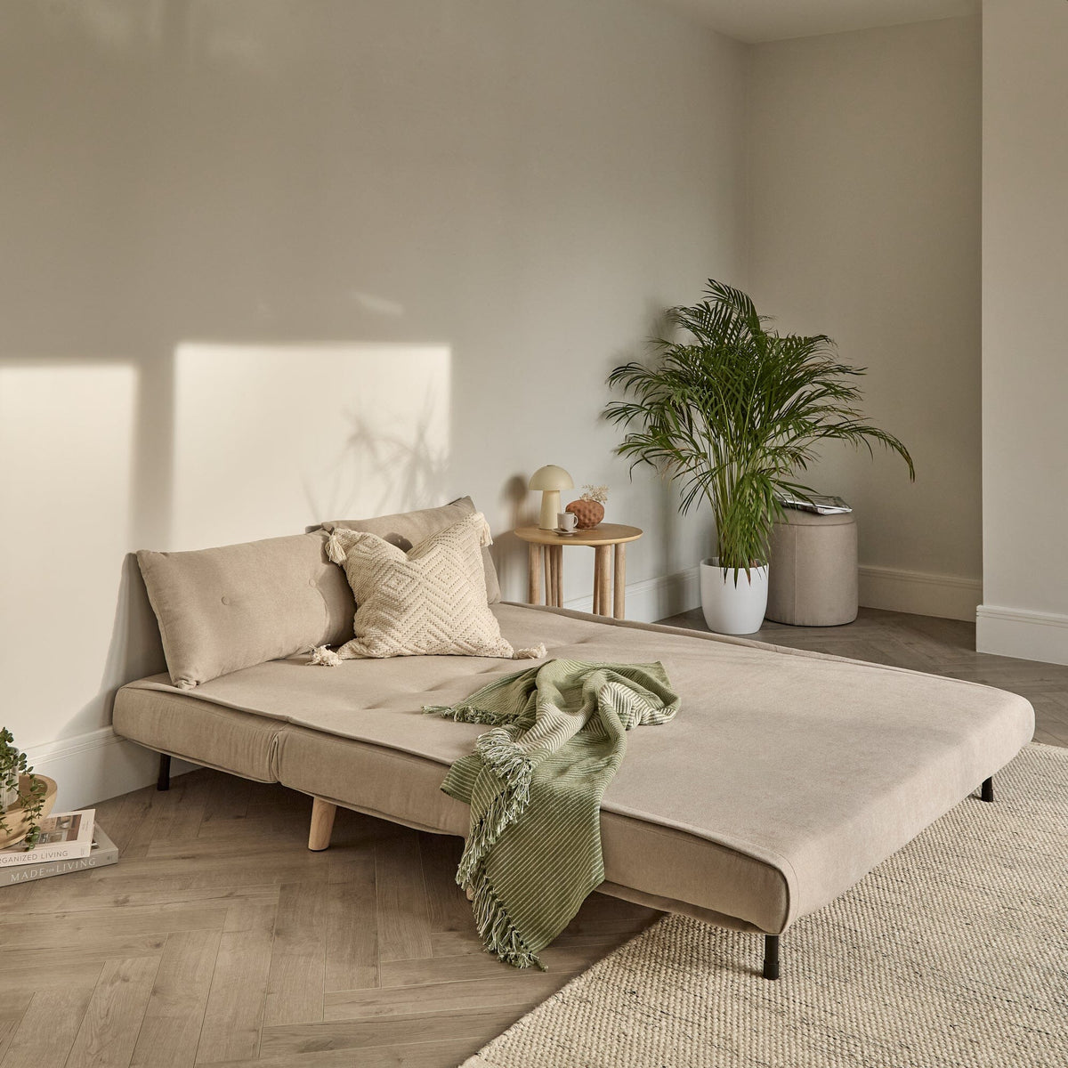 Una 2 Seater Double Sofa Bed - Soft Beige
