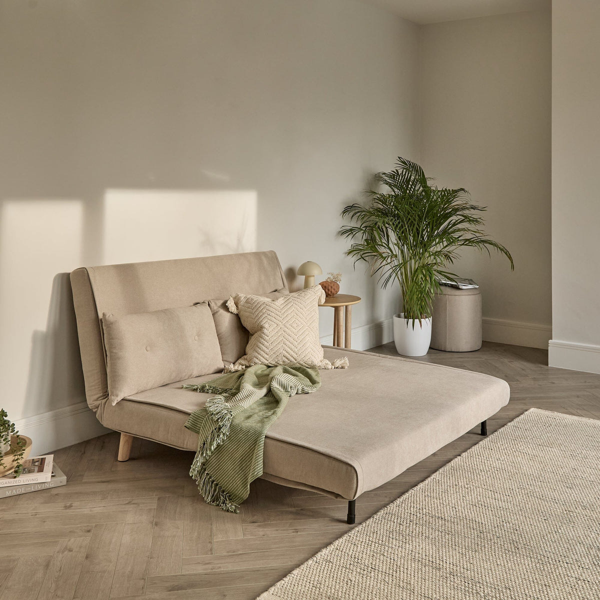 Una 2 Seater Double Sofa Bed - Soft Beige