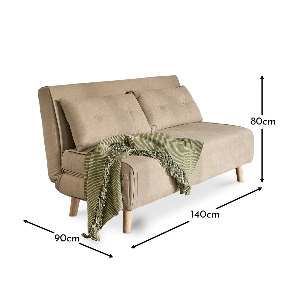 Una 2 Seater Double Sofa Bed - Soft Beige