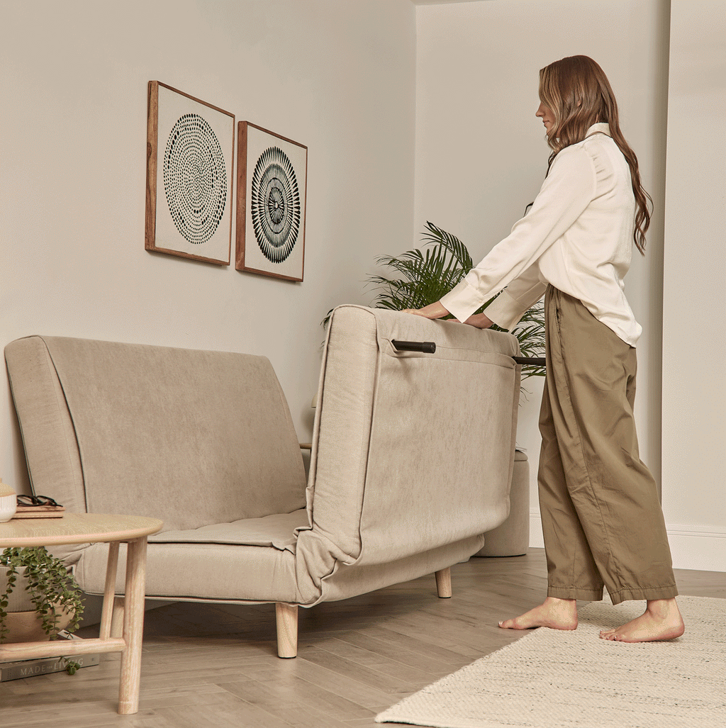 Una 2 Seater Double Sofa Bed - Soft Beige