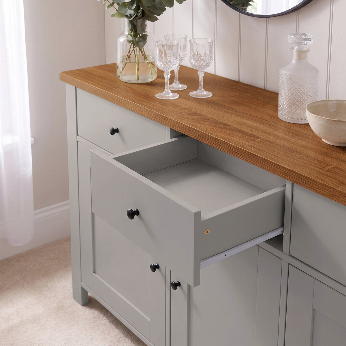Bampton 3 Door Sideboard - Stone Grey
