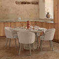 Adam 135cm Almond Brown Round Dining Table Set - 4 Seater - Archer Soft Beige Dining Chairs - Almond Brown Legs