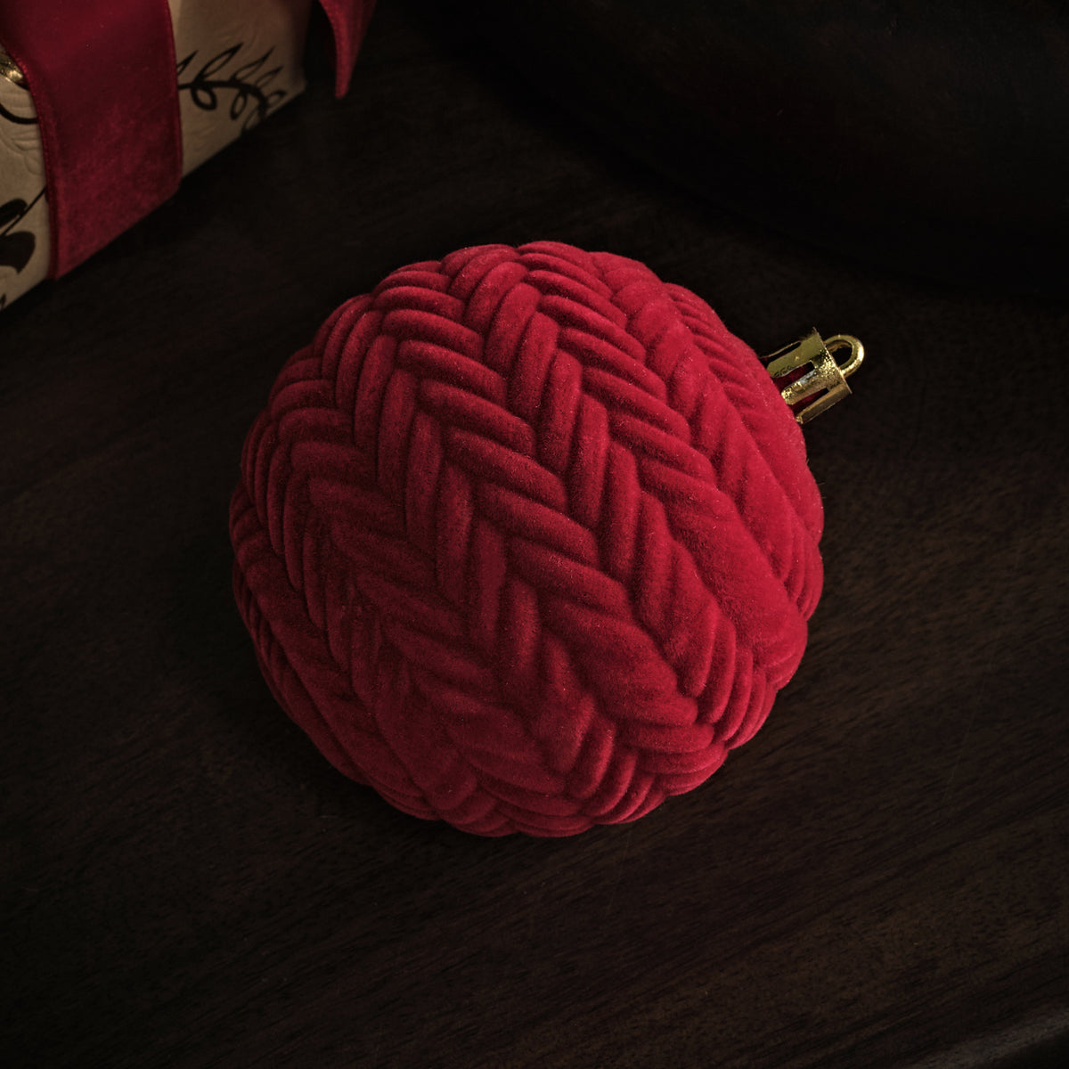 Valen 8cm Shatterproof Bauble - Christmas Red Flocked