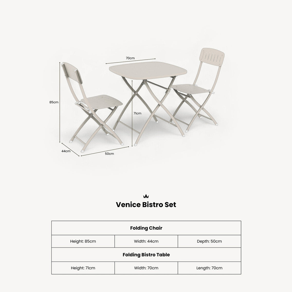 Venice 70cm Square Bistro Set