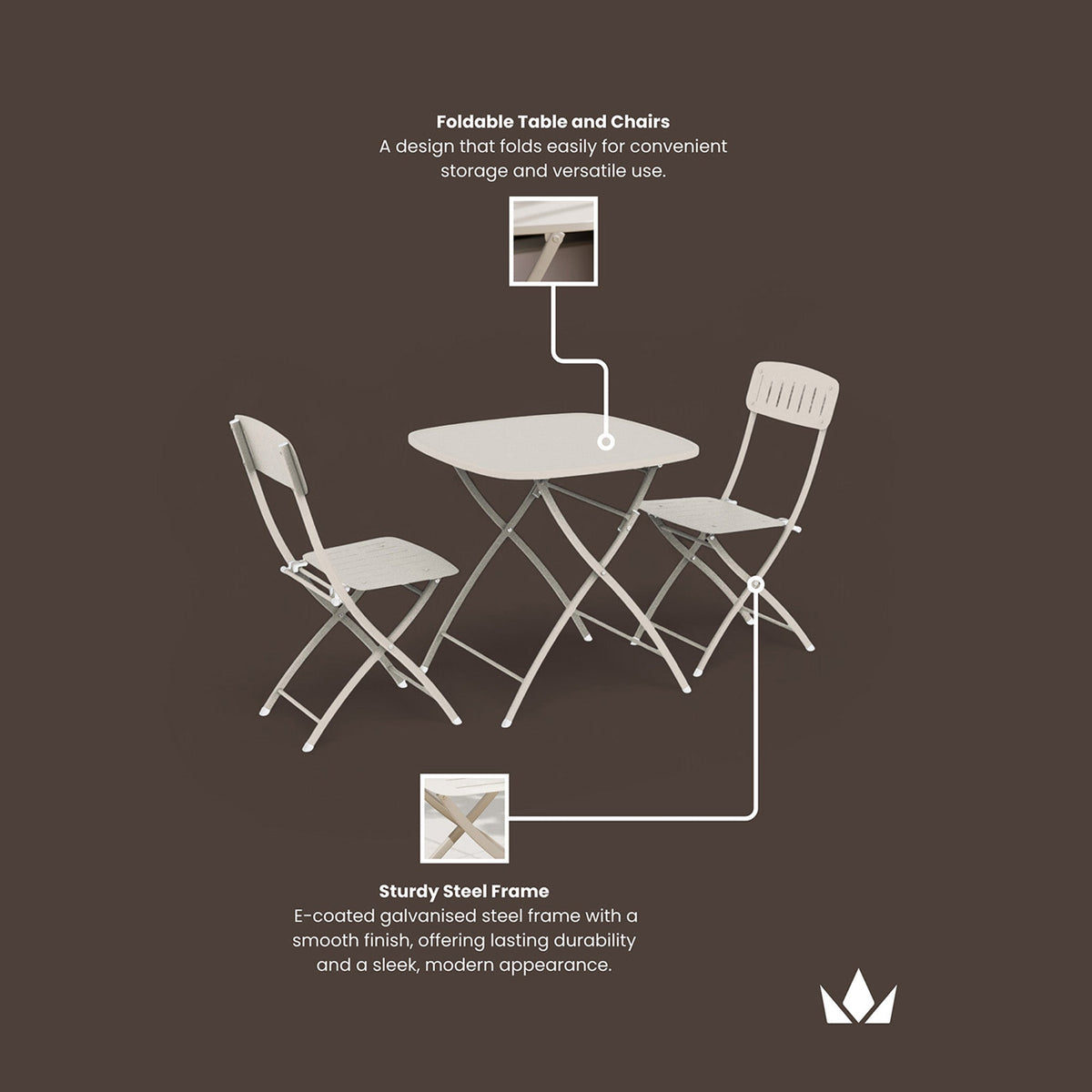 Venice 70cm Square Bistro Set