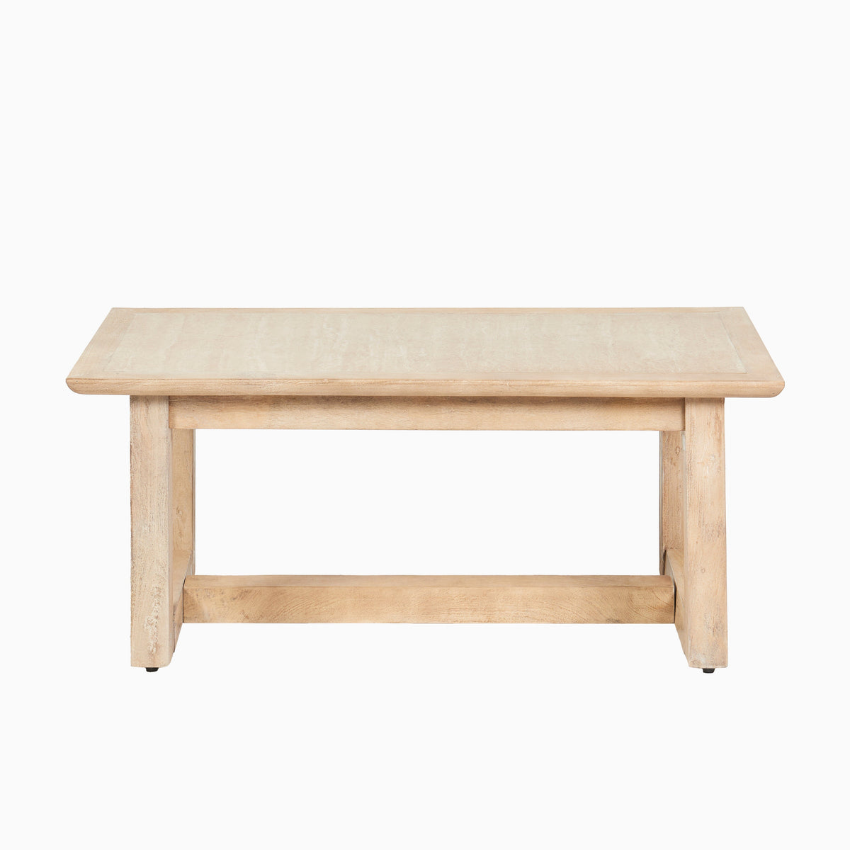 Valdis Mango Wood & Travertine Rectangular Coffee Table