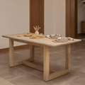 Outlet - Valdis Mango Wood & Travertine Dining Table