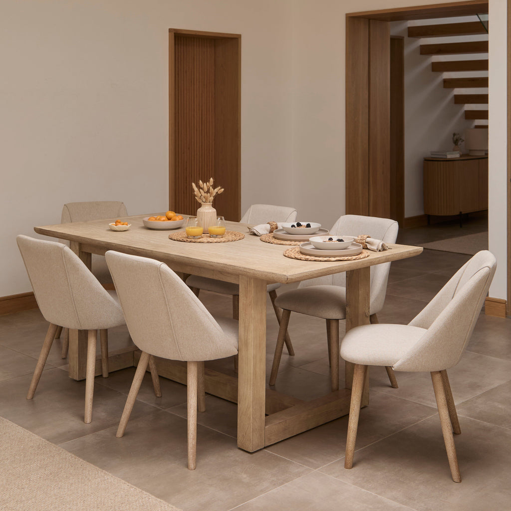 Outlet - Valdis Mango Wood & Travertine Dining Table