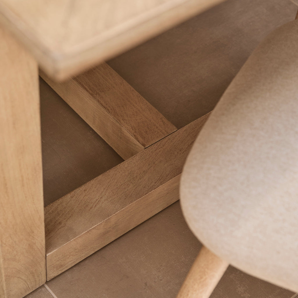 Outlet - Valdis Mango Wood & Travertine Dining Table