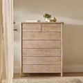 Viola 7 Drawer Tall Boy - Travertine Effect & Chalked Mango Wood