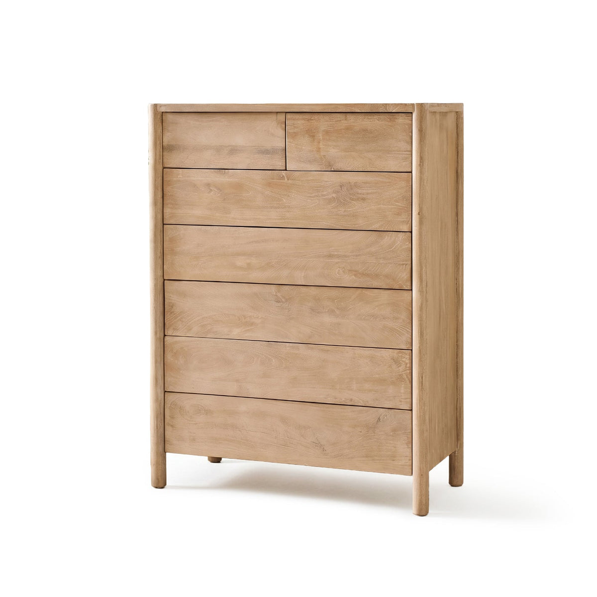Viola 7 Drawer Tall Boy - Travertine Effect & Chalked Mango Wood