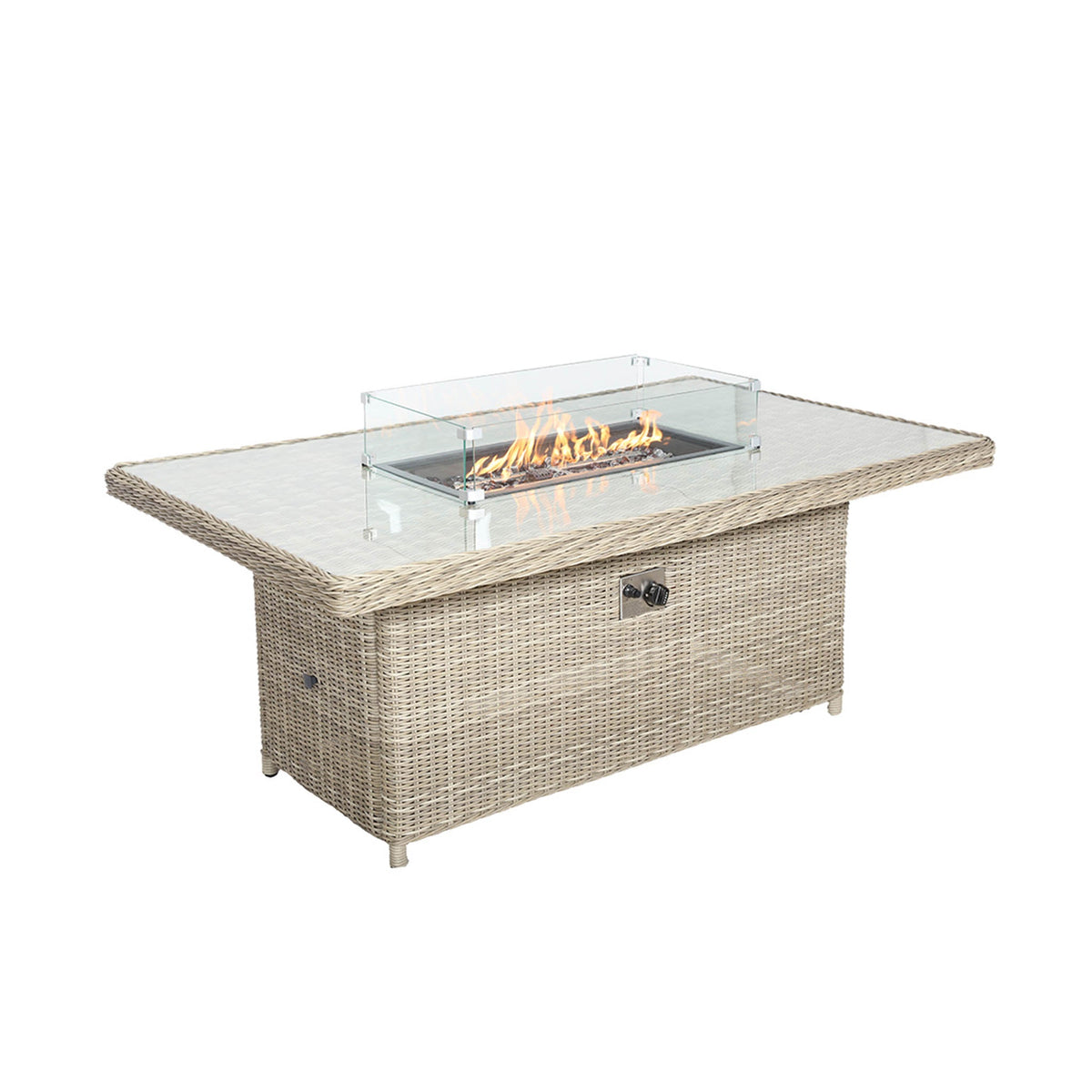Wentworth 170cm Fire Pit Dine or Lounge Rattan Set with Bench