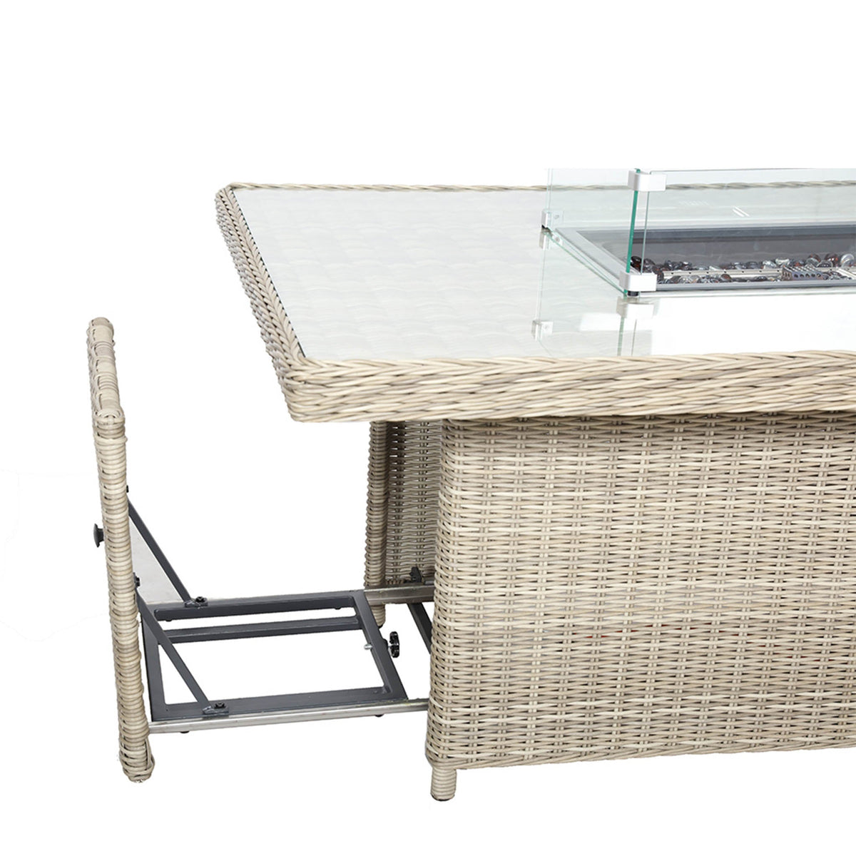 Wentworth 170cm Fire Pit Dine or Lounge Rattan Set with Bench
