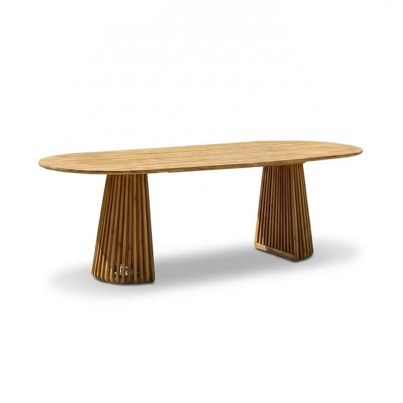Willow 8 Seater Oval Garden Dining Table - Brushed Light Acacia