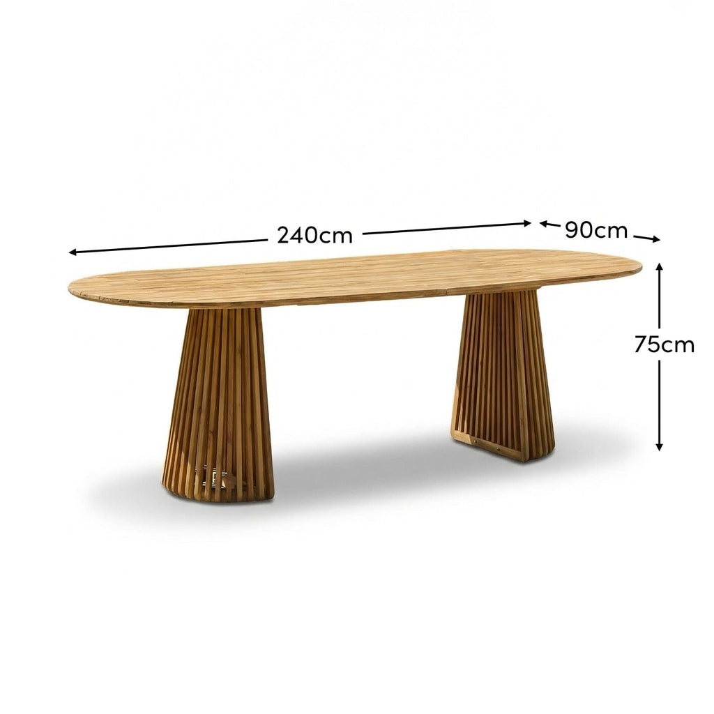 Willow 8 Seater Oval Garden Dining Table - Brushed Light Acacia