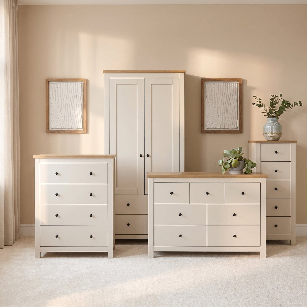 Bampton Wardrobe & Drawers Bedroom Set - Alabaster White