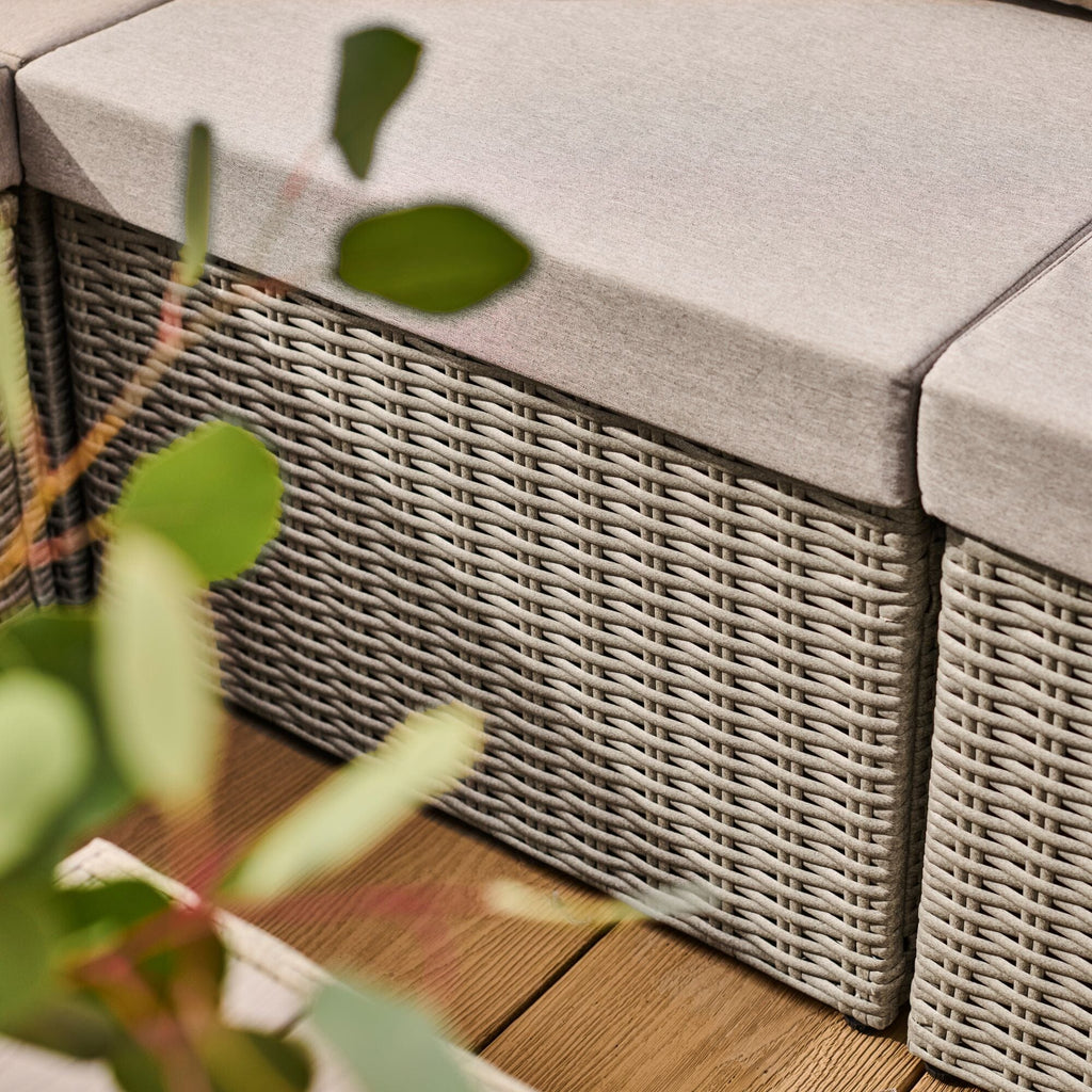 Weston 4 Seater Rattan Garden Corner Sofa Set - Light Grey with Stone Grey Cushions