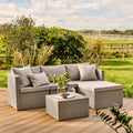 Weston 4 Seater Rattan Garden Corner Sofa Set - Light Grey with Stone Grey Cushions