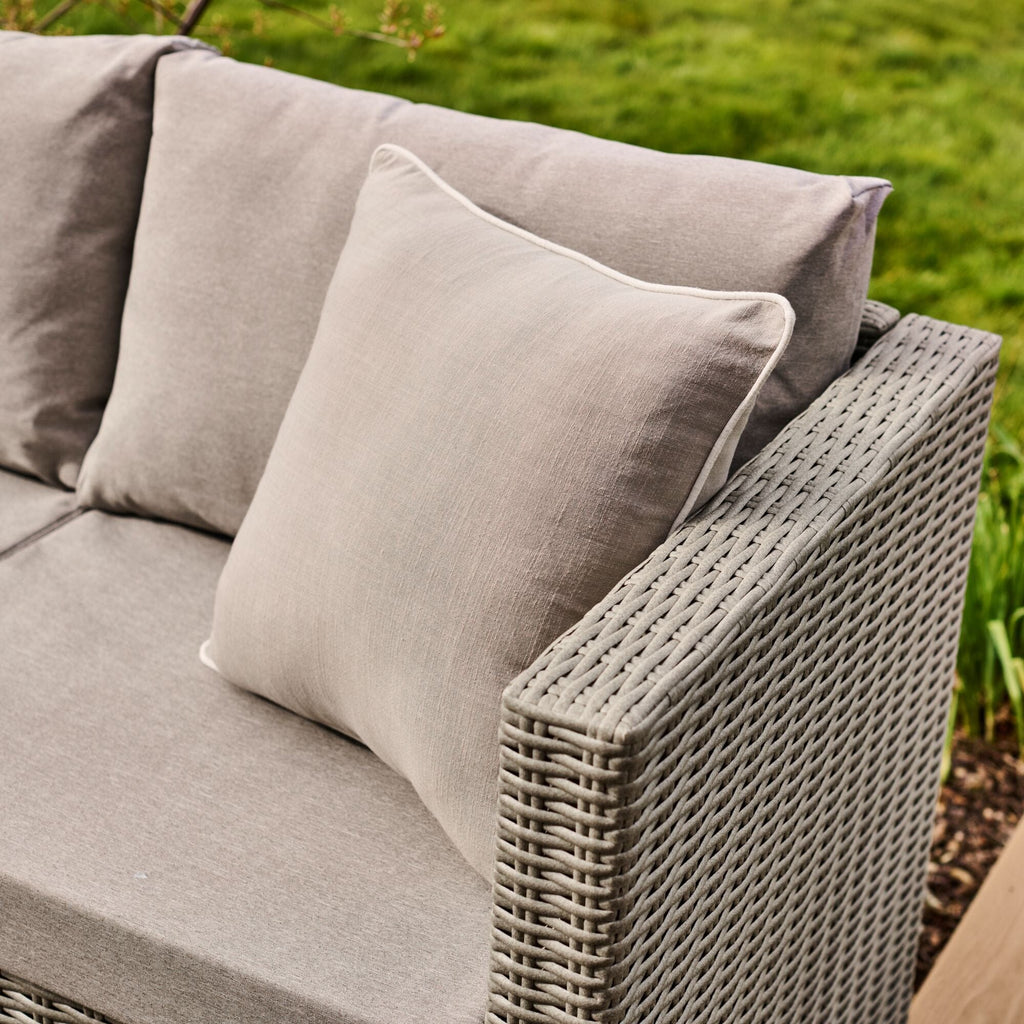 Weston 4 Seater Rattan Garden Corner Sofa Set - Light Grey with Stone Grey Cushions