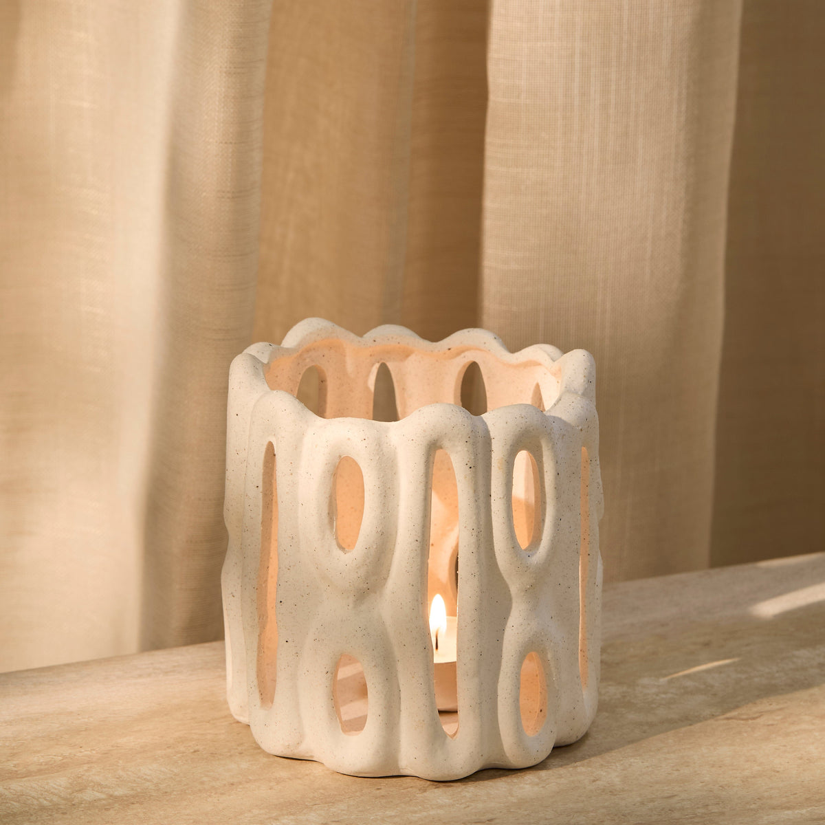 Whitton Large Candle Holder - White