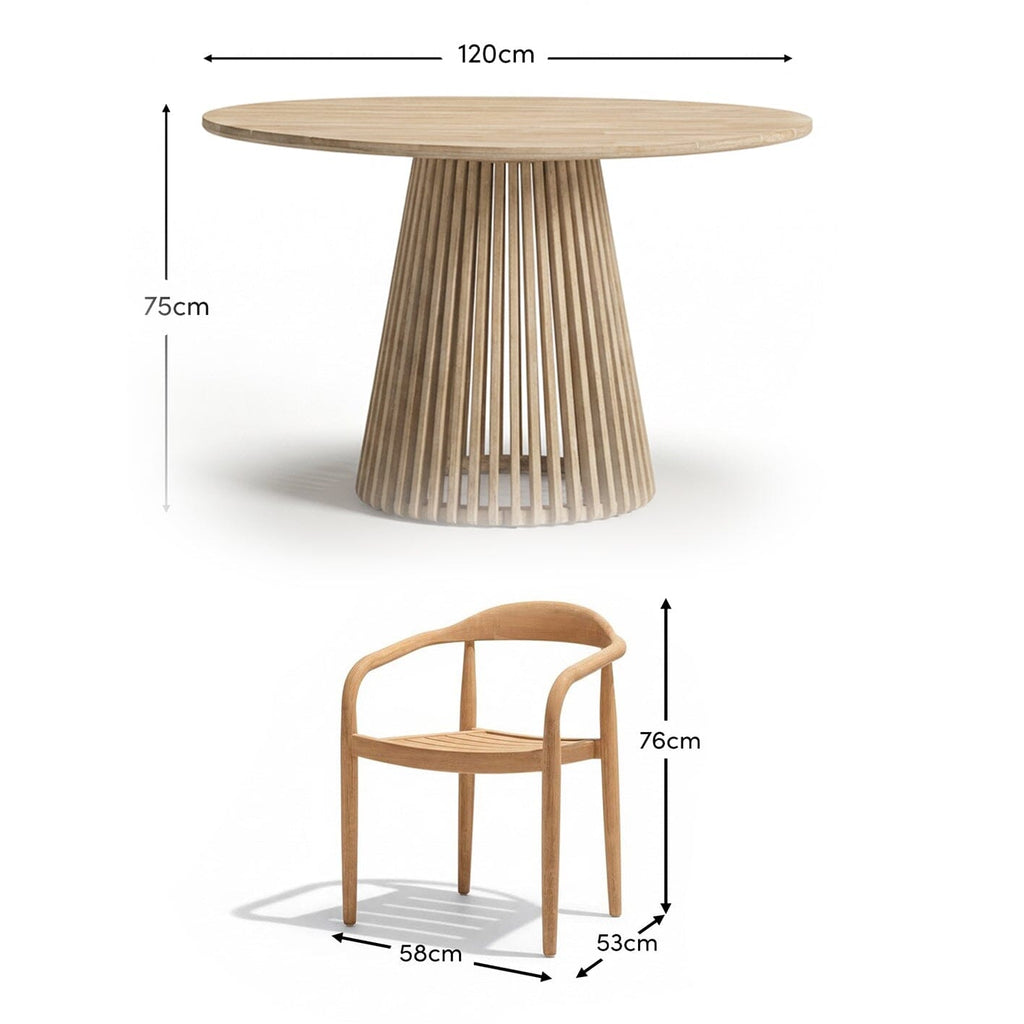 Willow 4 Seater Round Garden Dining Set with Sasha Chairs