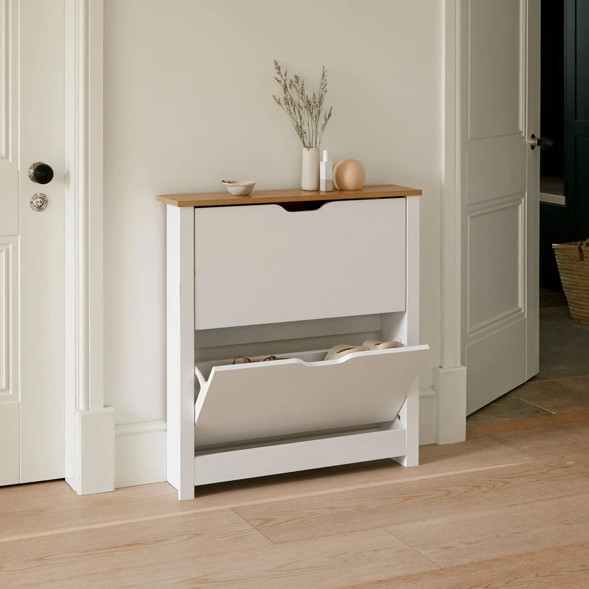 Windsor Shoe Cabinet - 2 Door - White