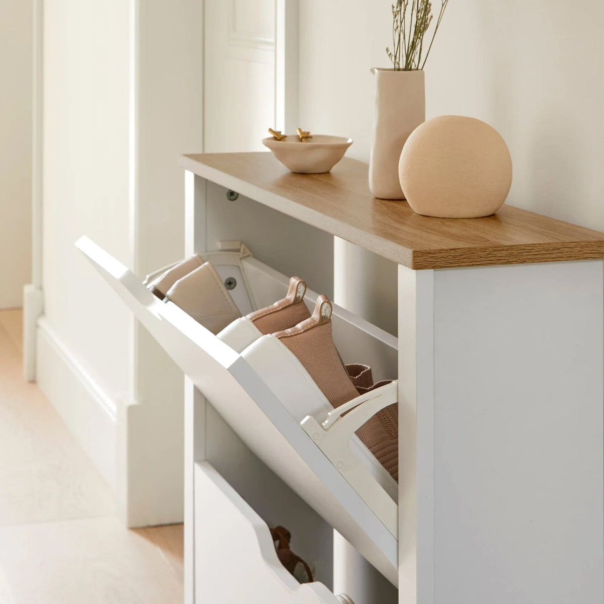 Windsor Shoe Cabinet - 3 Door - White