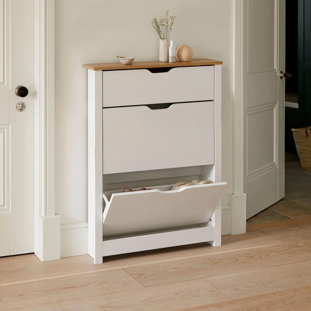 Windsor Shoe Cabinet - 3 Door - White