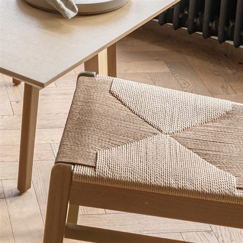 Charlie Pale Oak Extendable Dining Table Set - 4 Seater - Woven Pale Oak Dining Chairs