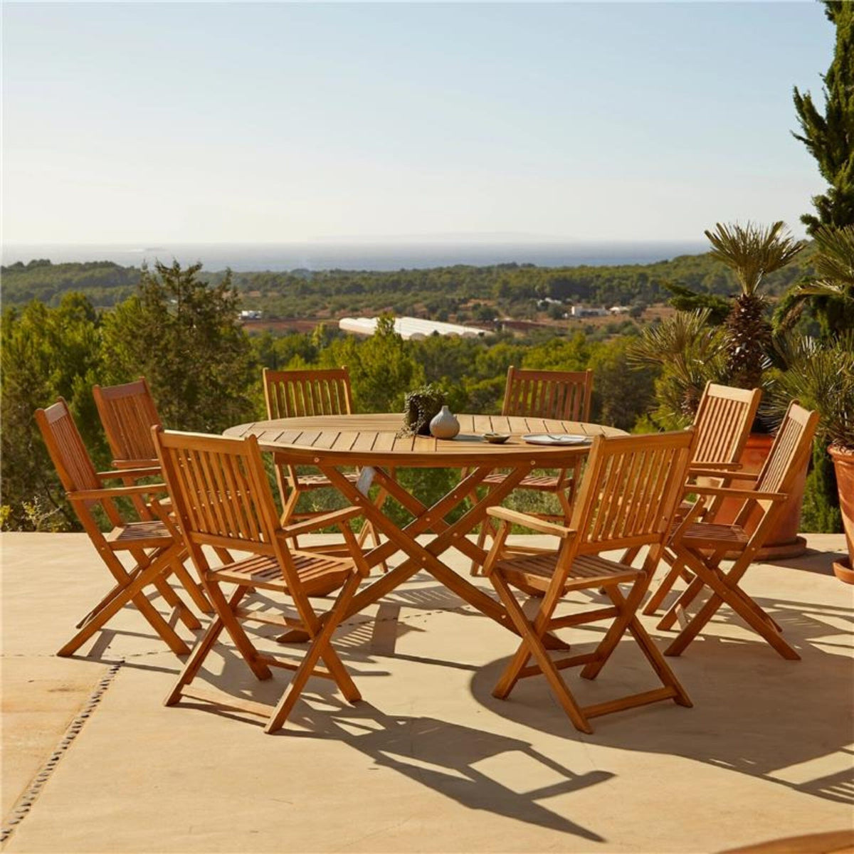 Ashby 8 Seater Wooden Round Garden Dining Set with Arms - 160cm