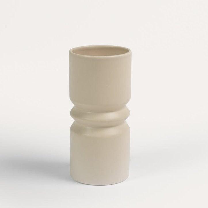 Outlet - Ackton 20cm Ceramic Vase - Taupe
