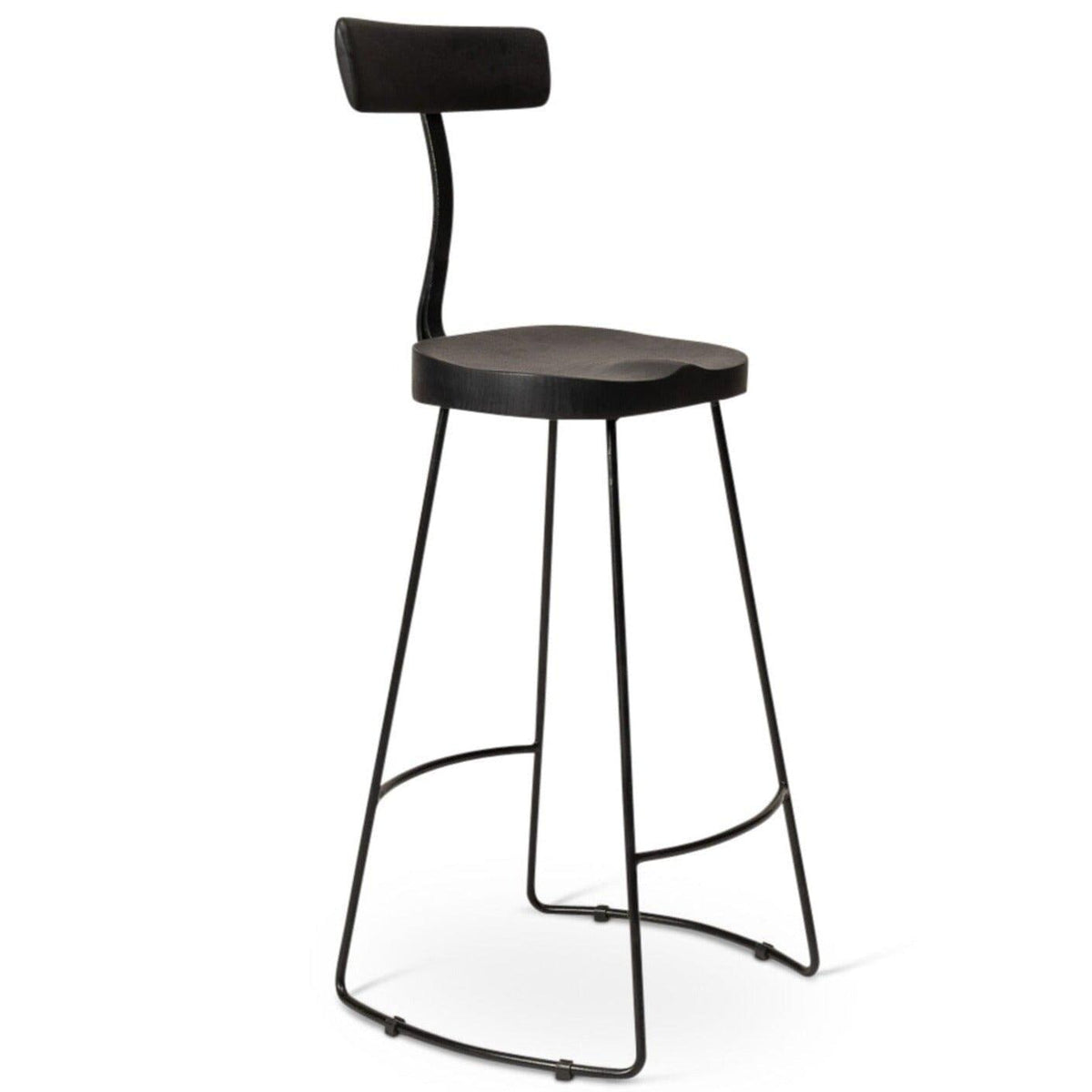 Aiden Black Mango Wood Bar Stools - Set of 2  - Black Iron Legs