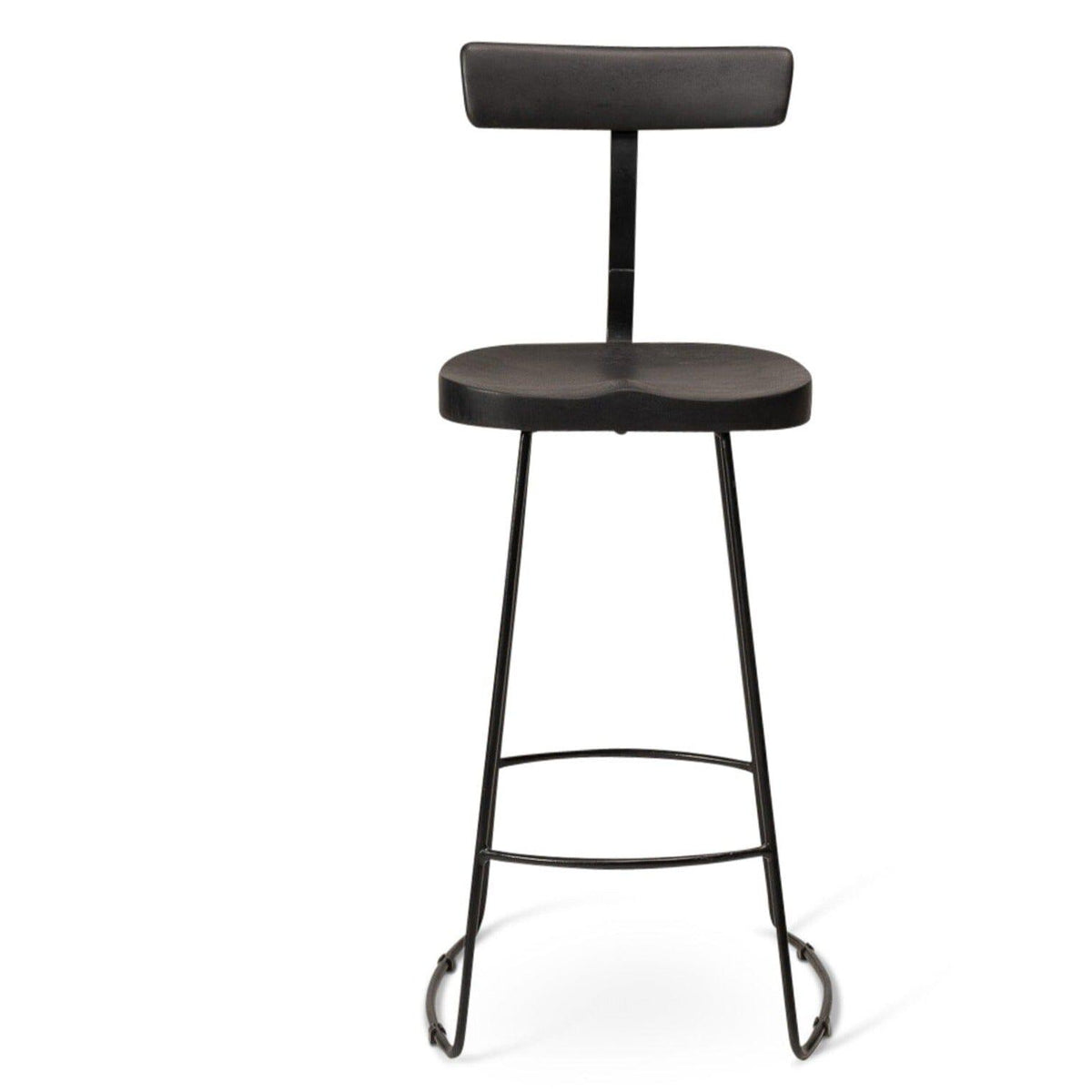 Aiden Black Mango Wood Bar Stools - Set of 2  - Black Iron Legs