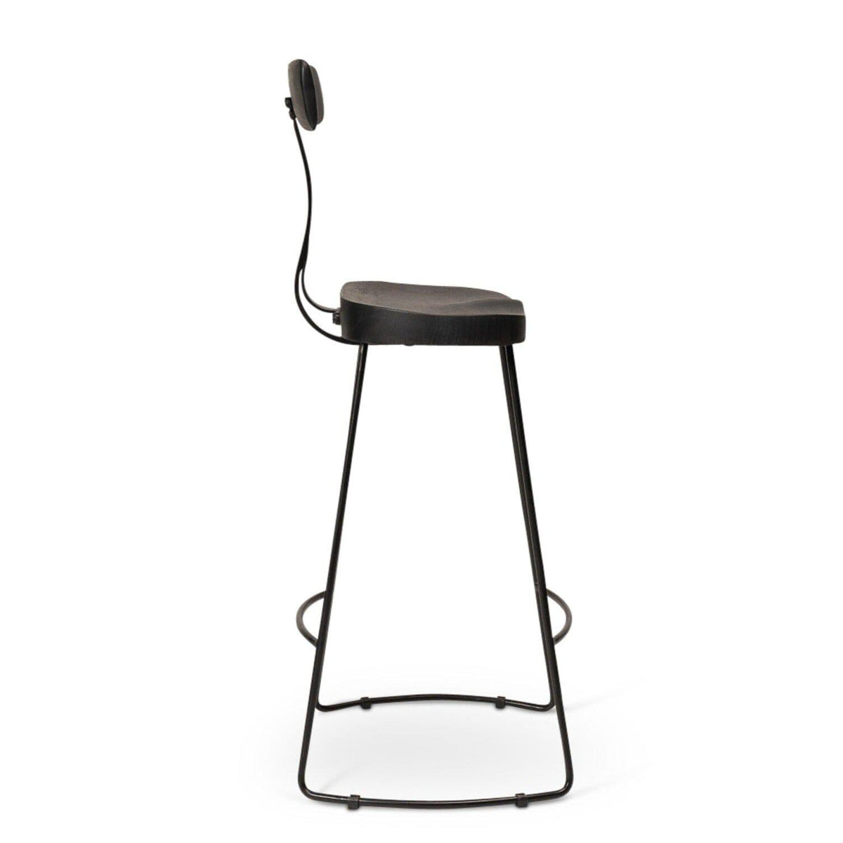 Aiden Black Mango Wood Bar Stools - Set of 2  - Black Iron Legs