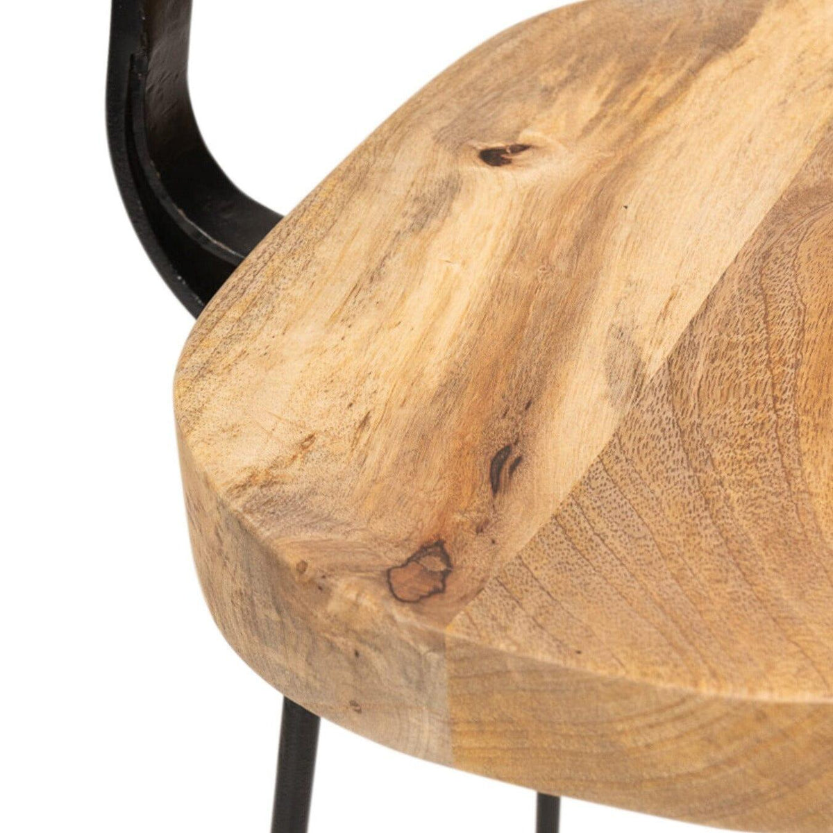 Aiden Natural Mango Wood Bar Stools - Set of 2 - Black Iron Legs